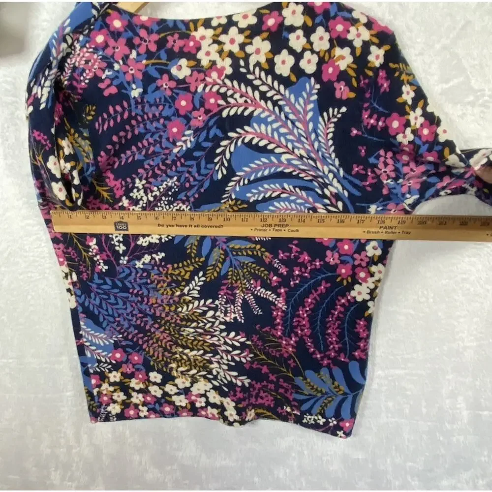 Talbots 100% Cashmere Sweater Floral Womens 3/4 Sleeve Excellent Condition L/XL